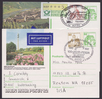 P134 J,  2 Versch. Bilder, Je Mit Pass. Zusatzfr., Luftpost In Die USA, Bedarfstexte - Postkarten - Gebraucht
