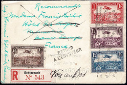 Luxembourg Luxemburg 1932 Lettre Recommandé RETOUR 1er Vol Luxembourg-Bruxelles/Biplan Breguet - Briefe U. Dokumente