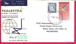 AUSTRALIA - FIRST FLIGHT TEALECTRA FROM AUCKLAND TO MELBOURNE * 7.DE.59* ON OFFICIAL ENVELOPE - First Flight Covers