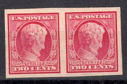 Etats Unis 1909 Yvert 179 A * Paire Neufs Avec Charniere Non Dentelés Sans Gomme - Unused Stamps