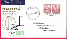 AUSTRALIA - FIRST FLIGHT TEALECTRA FROM SIDNEY TO CHRISTCHURCH  * 23.JA.60* ON OFFICIAL ENVELOPE - Erst- U. Sonderflugbriefe