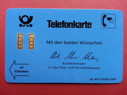 GERMANY - W 07 03.89 - Christian Schwarz - Schilling - Bundesminister- 2000ex - Utilisée (BA0120.10 - W-Series: Werbekarte Der Dt. Bundespost