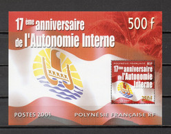 POLYNESIE  BLOC   N°  26   NEUF SANS CHARNIERE COTE  13.50€   AUTONOMIE INTERNE DRAPEAU - Blocks & Sheetlets