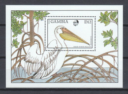 Gambia 1988 Mi Block 44 MNH GREAT WHITE PELICAN - Pelicans