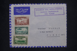 SYRIE - Enveloppe 1er Vol Aéro -Postal  Damas/ Marseille Via Tunis  - L 137246 - Briefe U. Dokumente