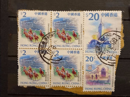 FRANCOBOLLI STAMPS HONG KONG 2000 USED FRAMMENTO ATTRAZIONI ATTRACTIONS OBLITERE' FRAGMENT - Gebraucht