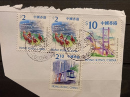 FRANCOBOLLI STAMPS HONG KONG 2000 USED FRAMMENTO ATTRAZIONI ATTRACTIONS OBLITERE' FRAGMENT - Gebruikt