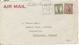 Australia Air Mail Cover Sent To England Hobart 23-4-1946 - Covers & Documents