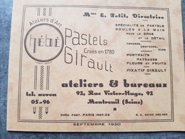 Depliant Tarifaire 1930 Ets Girault Crée En 1780 Specialiste Du Pastel Roulé A La Main A Montreuil France - Imprimerie & Papeterie