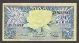 Indonesia 5 Rupiah Flowers 1959 UNC - Indonésie