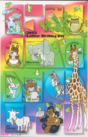 Japan 2003, Hippo, Parrot, Owl, Elephant, Giraffe, Gorilla, Lion, 10val In Sheetlet - Moineaux
