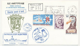 TAAF - Env. Affr Composé 3 Valeurs - St Martin De Vivies St Paul Ams 8/11/1985 + Patrouilleur Albatros / Posté à Bord - Covers & Documents
