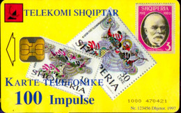 SCHEDA PHONECARD ALBANIA 85 YEARS PTT 100 U UNIT STAMPS, TELEPHONES - Albanië