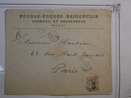 BL4 INDOCHINE  BELLE LETTRE  RECOM.  1915 TONKIN HANOI A PARIS FRANCE    + N°51 +AFFRANCH. INTERESSANT++ - Briefe U. Dokumente