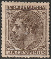 Spain 1879 Sc MR15 Espana Ed NE4 Unissued War Tax MH* Disturbed Gum - War Tax