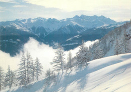 Postcard Switzerland Valais Champs De Ski Et Panorama 1989 - Cham