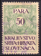 " KraljevSTVO " Type / 1920 Yugoslavia SHS Slovenia Croatia - Revenue Judaical Fiscal Tax Stamp - Used - 50 Para - Oficiales