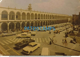 198973 PERU AREQUIPA PLAZA DE ARMAS PORTAL SAN AGUSTIN & AUTOMOBILE POSTAL POSTCARD - Pérou