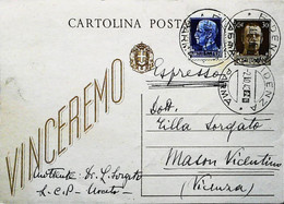 Italy - Intero Postale-c.30 VINCEREMO (C98)  + IMP.£.1,25 FIDENZA, 02.10.43 -236692 - Postwaardestukken