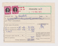 Italy Receipt Bill 1979 Italian 2x150Lire Marca Da Bollo, Revenue Fiscal Stamps, Ricevute Di Condominio (39497) - Fiscaux