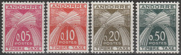 ANDORRE Principat D'ANDORRA Taxe 42 à 45 ** MNH Nouveau Franc Type Gerbes (CV 70 €) - Neufs