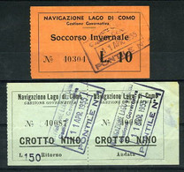 Italie Italia Billets Bateau Lago Di Como 1955 Italy - Europe