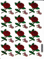 Red Roses Aufkleber Metallic Look / Rosen Sticker 1 Sheet - Scrapbooking