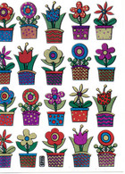 Topfblumen Aufkleber Metallic Look / Blumen Sticker 1 Sheet - Scrapbooking