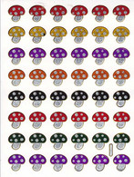 Bunte Pfiffer Pilze Aufkleber Metallic Look / Mushrooms Sticker 1 Sheet - Scrapbooking