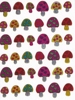 Pilze Aufkleber Metallic Look / Colorful Mushroom Sticker 1 Sheet - Scrapbooking