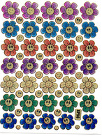 Lachende Blumen Aufkleber Metallic Look / Blumen Sticker 1 Sheet - Scrapbooking