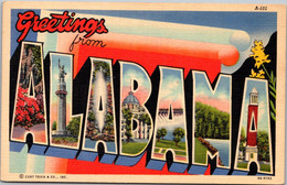 Alabama Greetings From Alabama Large Letter Linen Curteich - Autres & Non Classés