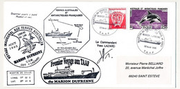 TAAF -Env. 2,50 Orolle + 0,30 Blason - St Martin De Vivies St Paul Ams - 1er Toucher Du Marion Dufresne 22/8/1995 - Brieven En Documenten