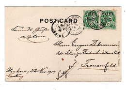 Poste Francais , Chine , 1914 ,  2 C. Surchargee , Paire , Claire  " HANKEAU -Poste Francais" Carte - Cartas & Documentos
