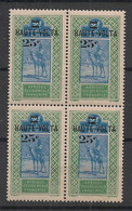 HAUTE-VOLTA - 1924 - N°Yv. 33 - 25c Sur 2f Vert - Bloc De 4 - Neuf Luxe ** / MNH / Postfrisch - Unused Stamps