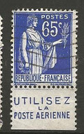 TYPE PAIX N° 365 PUB Poste Aérienne OBL - Used Stamps