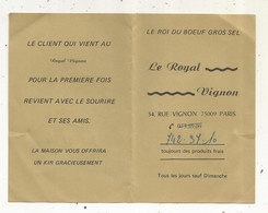 Carte De Visite 4 Pages , Restaurant LE ROYAL VIGNON, Plan ,  2 Scans - Visitekaartjes