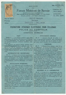 FRANCE - Contrat Fourniture D'Energie Pour éclairage / Forces Motrices De Savoie - Fiscal Type Daussy 6F Dimension - Cartas & Documentos