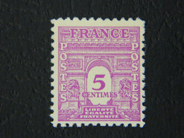 Postes France 5 C  Dentelé Type Arc De Triomphe Gouvernement Provisoire 1944 Y&T 620 Lilas Rose Non Oblitéré - 1944-45 Arco Del Triunfo