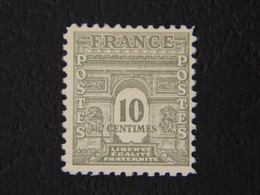 Postes France 10 C  Dentelé Type Arc De Triomphe Gouvernement Provisoire 1944 Y&T 621 Gris Non Oblitéré - 1944-45 Arco Del Triunfo