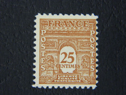 Postes France 25 C  Dentelé Type Arc De Triomphe Gouvernement Provisoire 1944 Y&T 622 Brun Jaune Non Oblitéré - 1944-45 Arco Del Triunfo