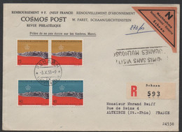 LIECHTENSTEIN / 1958 LETTRE RECOMMANDEE CONTRE REMBOURSEMENT ==> FRANCE (ref 7350) - Covers & Documents