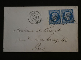 BL5  FRANCE BELLE LETTRE 1863  TULLE  A PARIS +  PAIRE DE NAP.  N°22 +AFFRANCH.  INTERESSANT++ - 1862 Napoleone III
