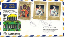 Bulgaria Cover First Flight Lufthansa LH 198/199 Frankfurt - Belgrad - Sofia 24-1970 (stains On The Cover) - Storia Postale