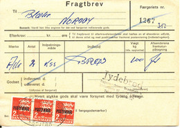 Denmark Postfaerge Fragtbrev Freight Bill FANÖ-ESBJERG Faergeri 24-5-1974 With Stamps Overprinted POSTFAERGE - Briefe U. Dokumente