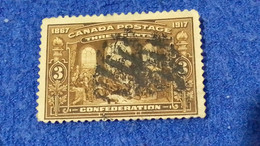 KANADA-1917-  DOMİNION OF CANADA-..3C.  DAMGALI - Usados