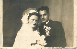 Delcampe - Vintage Wedding Photo Romanian Types Groom & Bride - Hochzeiten