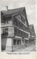MENZINGEN → Belebte Szene Gasthaus Zum Schwert, Konditorei & Bäckerei, Ca.1940   ►seltene Karte◄ - Menzingen