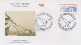 Enveloppe  FDC  1er  JOUR    SAINT  PIERRE  Et  MIQUELON   Bâtiment  Public  :  Le   Franco  Forum   1995 - FDC