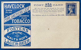 Entier Publicitaire à 1penny Bleu VICTORIA (1880) Bière Tabac Legerement Oblitéré De Melbourne Mais N'ayant Pas Voyagé - Covers & Documents